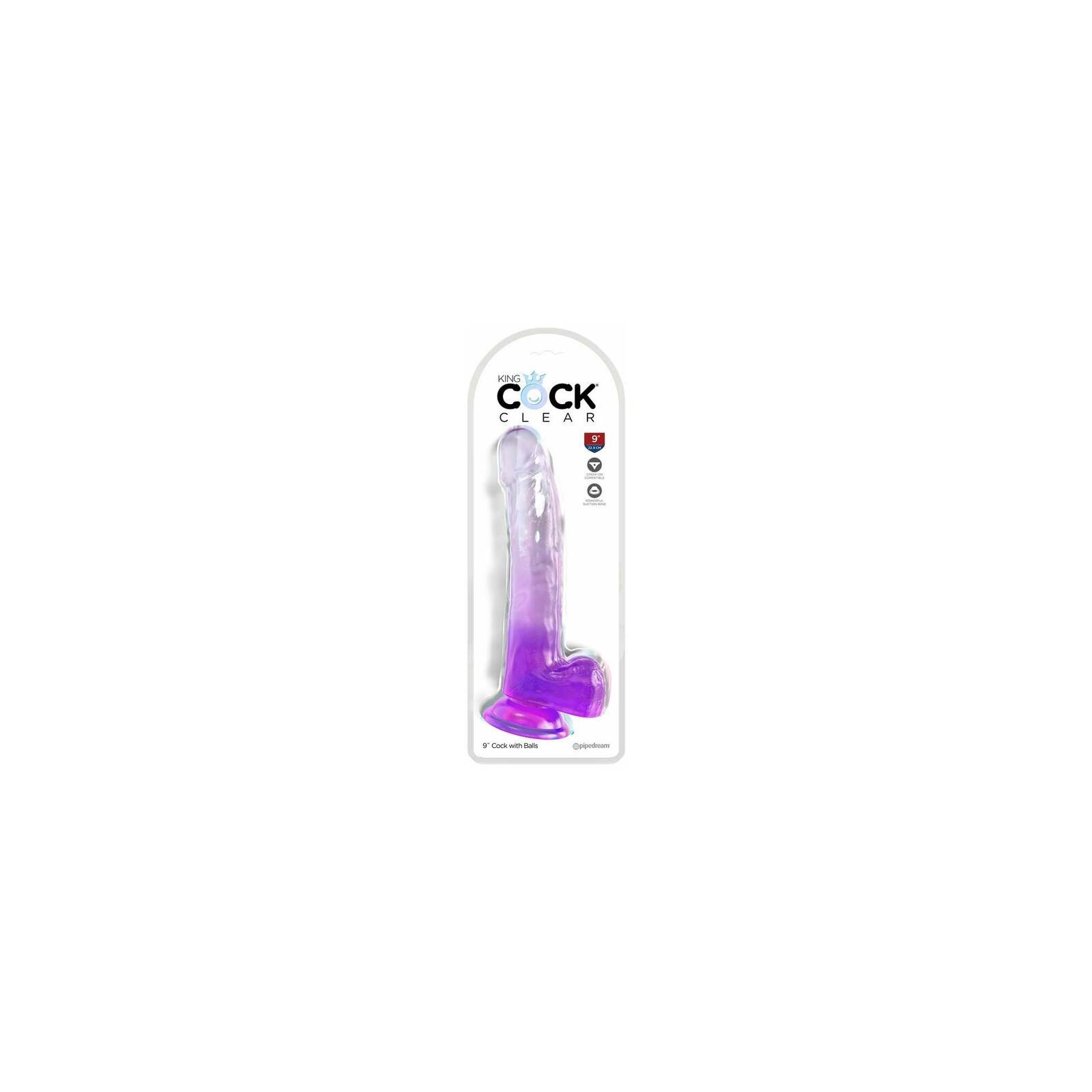 King Cock Clear Translucent Dildo 9" - Purple