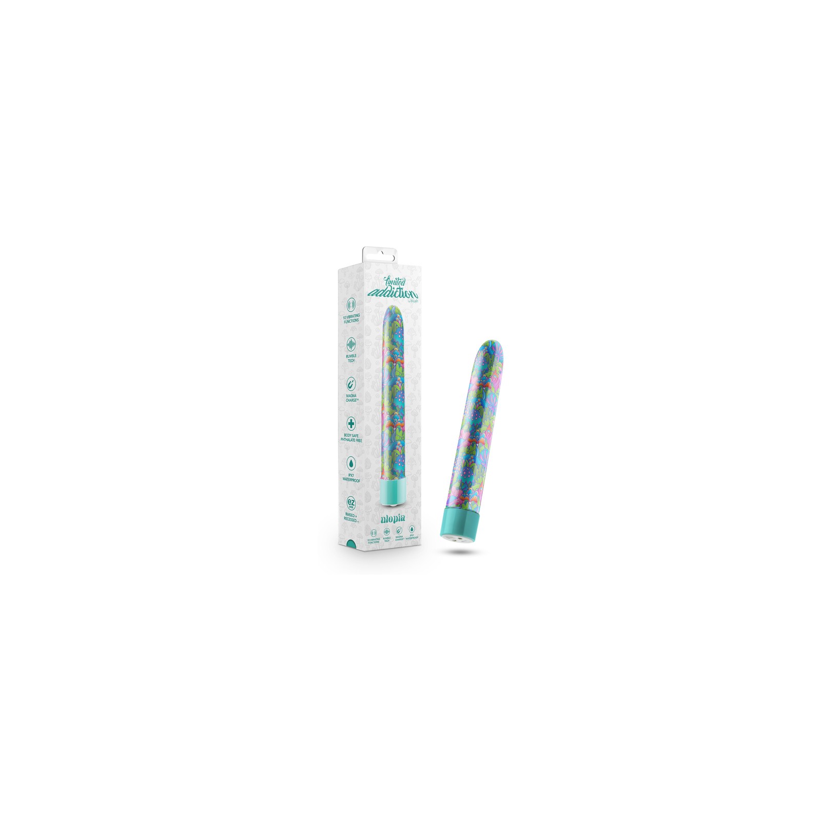 Limited Addiction Utopia Vibrador Recargable de 7 in. Aqua