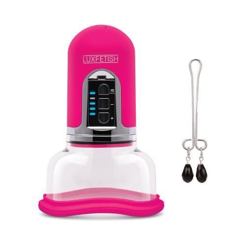 Lux Fetish Rechargeable 4-function Auto Pussy Pump with Clit Clamp - Enhance Pleasure