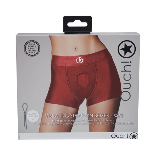 Boxer Strap-On Vibrador Ouch! Rojo XS/S