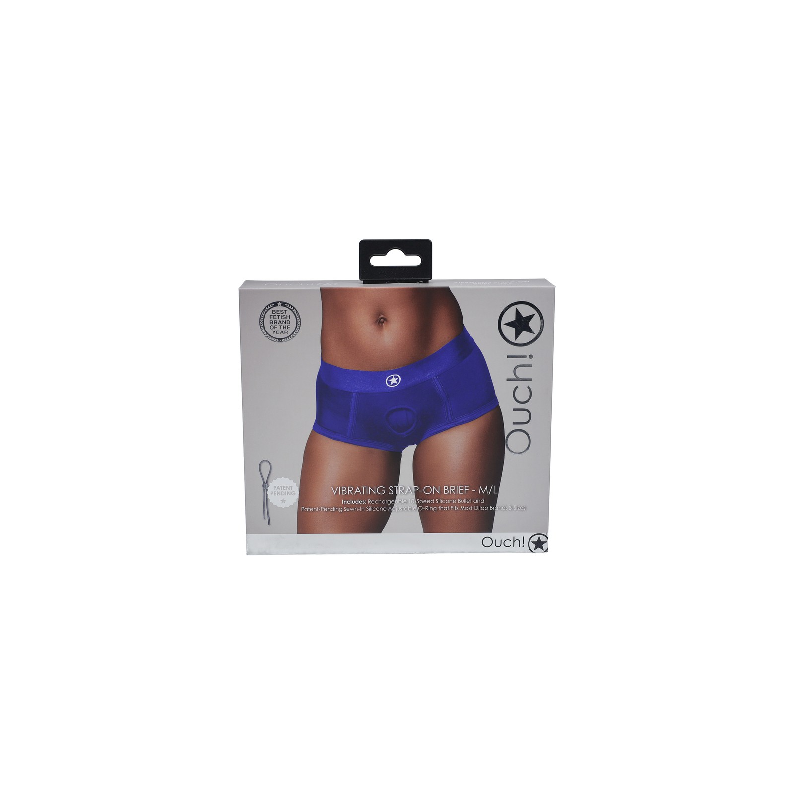 Ouch Vibrating Strap-on Brief Royal Blue M/L