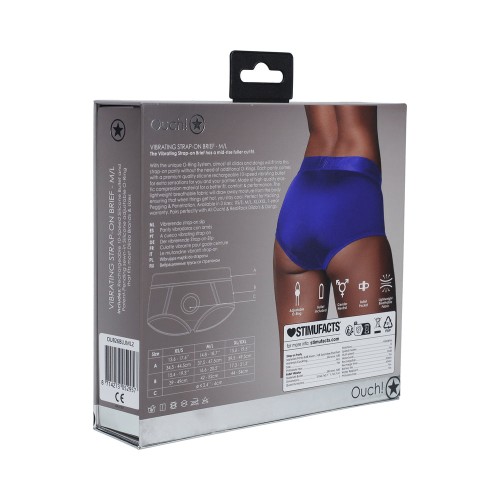 Ouch Calzón Vibrador Strap-on Azul Real M/L