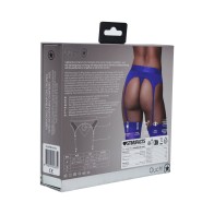 Ouch! Vibrating Strap-on Thong with Adjustable Garters Blue M/L