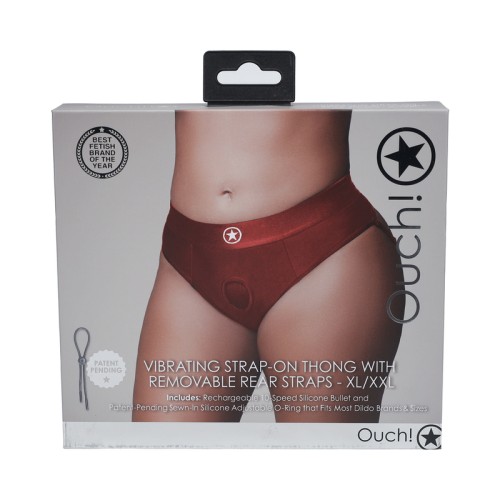 Ouch! Vibrating Strap-on Thong Red XL/XXL - Thrilling Sensations