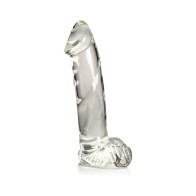 Pleasure Crystals Glass Dildo with Balls 7.1 in