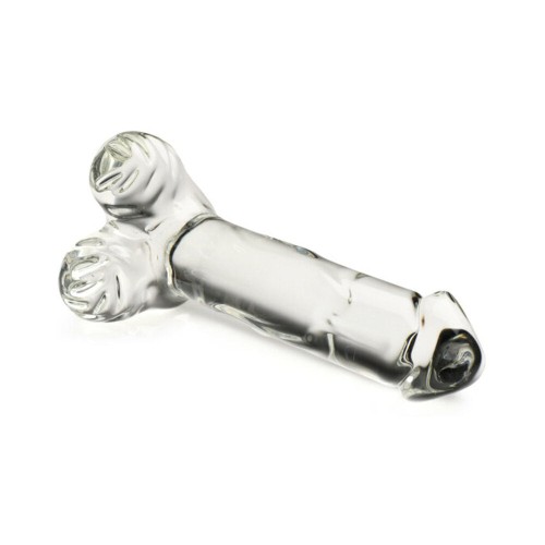 Pleasure Crystals Glass Dildo with Balls 7.1 in