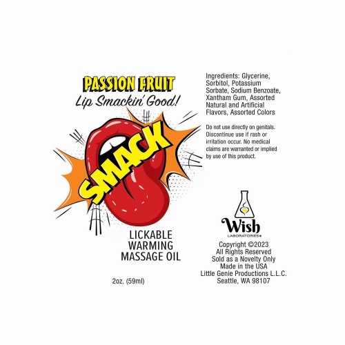 Smack Lickable Passion Fruit Massage Oil for Sensual Pleasure