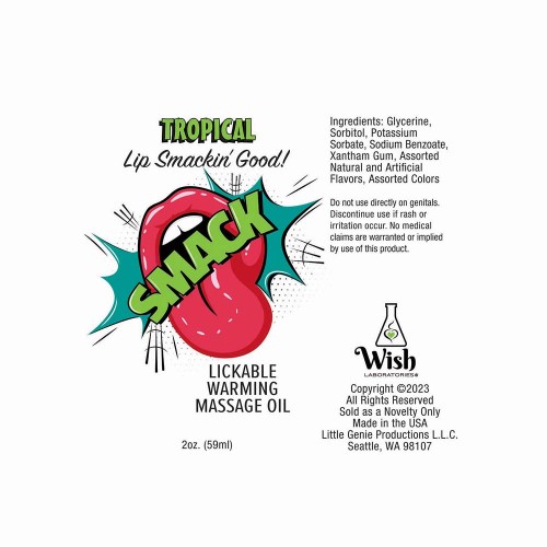 Smack Warming Massage Oil Tropical Flavor 2 oz.