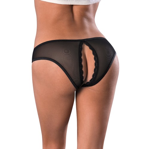 Bragas Crotchless Magic Silk Soft Petals Negras S/M