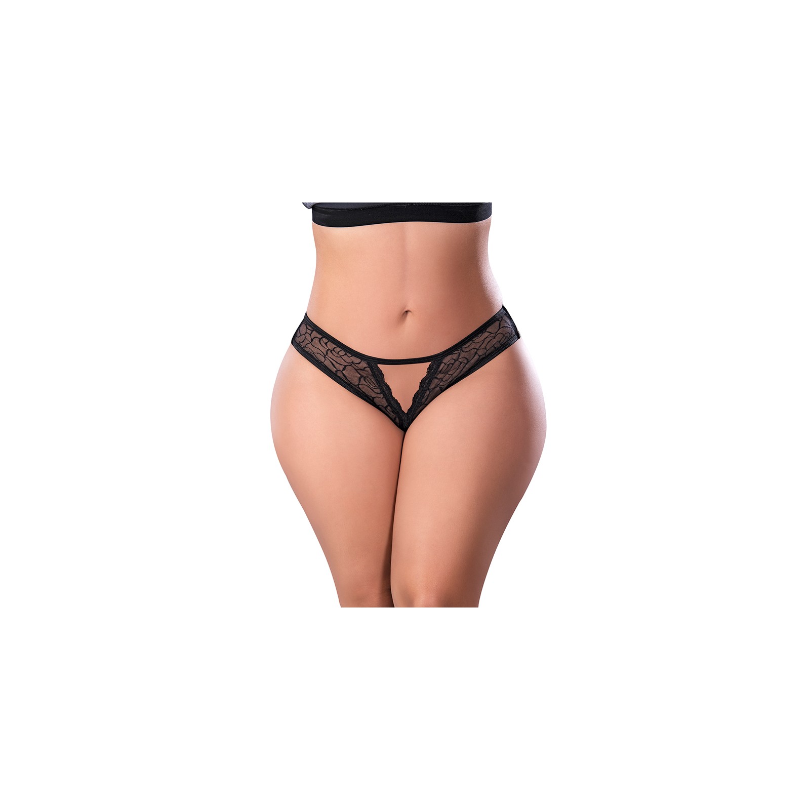 Magic Silk Soft Petals Crotchless Panty Black