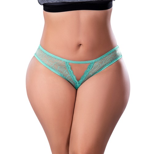 Magic Silk Crotchless Panty Aqua Queen Size - Exposed Collection