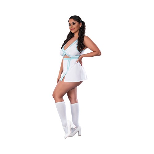 Magic Silk Dress Up School Spirit Costume White Queen Size