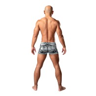 Male Power Dirty Denim Pouch Short - Comfortable Funwear for Men