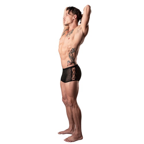 Male Power Show Stopper Mini Short Silver Mesh