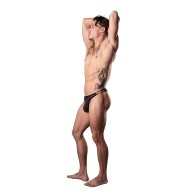 Male Power Show Stopper Thong Silver Mesh Dot S/M