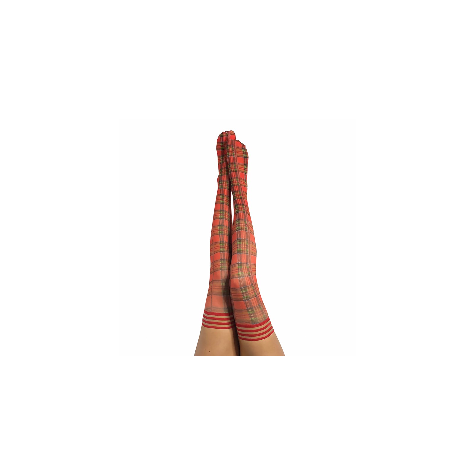 Kixies Grace Plaid Thigh-Highs Red Size B