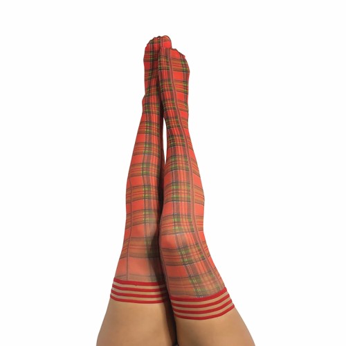 Kixies Grace Plaid Thigh-High Red