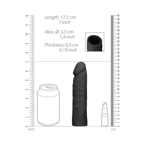 Realistic 7 inch Penis Extender Sleeve Black