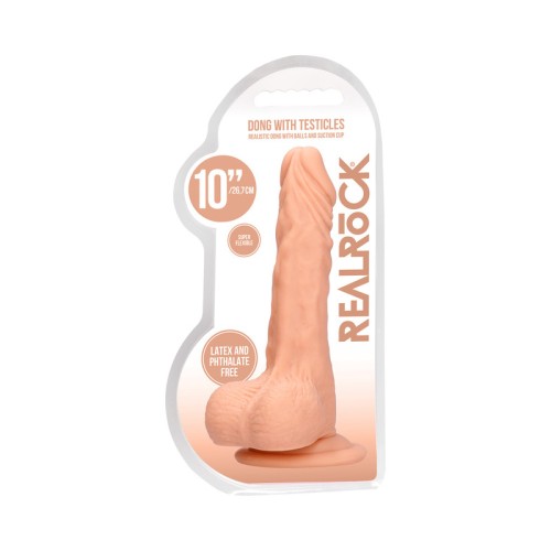 RealRock Skin Dildo de 10 in con Testículos Beige