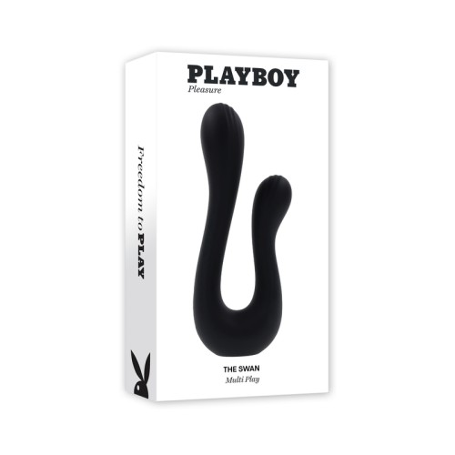 Playboy The Swan Rechargeable Dual Shaft Silicone Vibrator - Elegant Pleasure