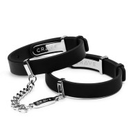 Muñequera Crave ID Negra/Plata para Juegos de Bondage Ligeros