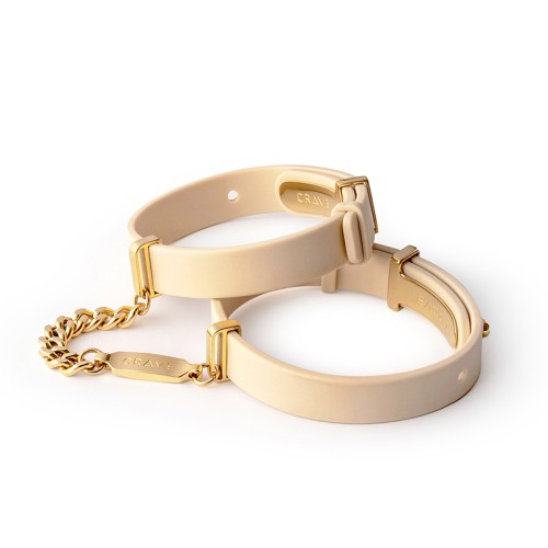 Crave ID Cuffs in Beige with Gold