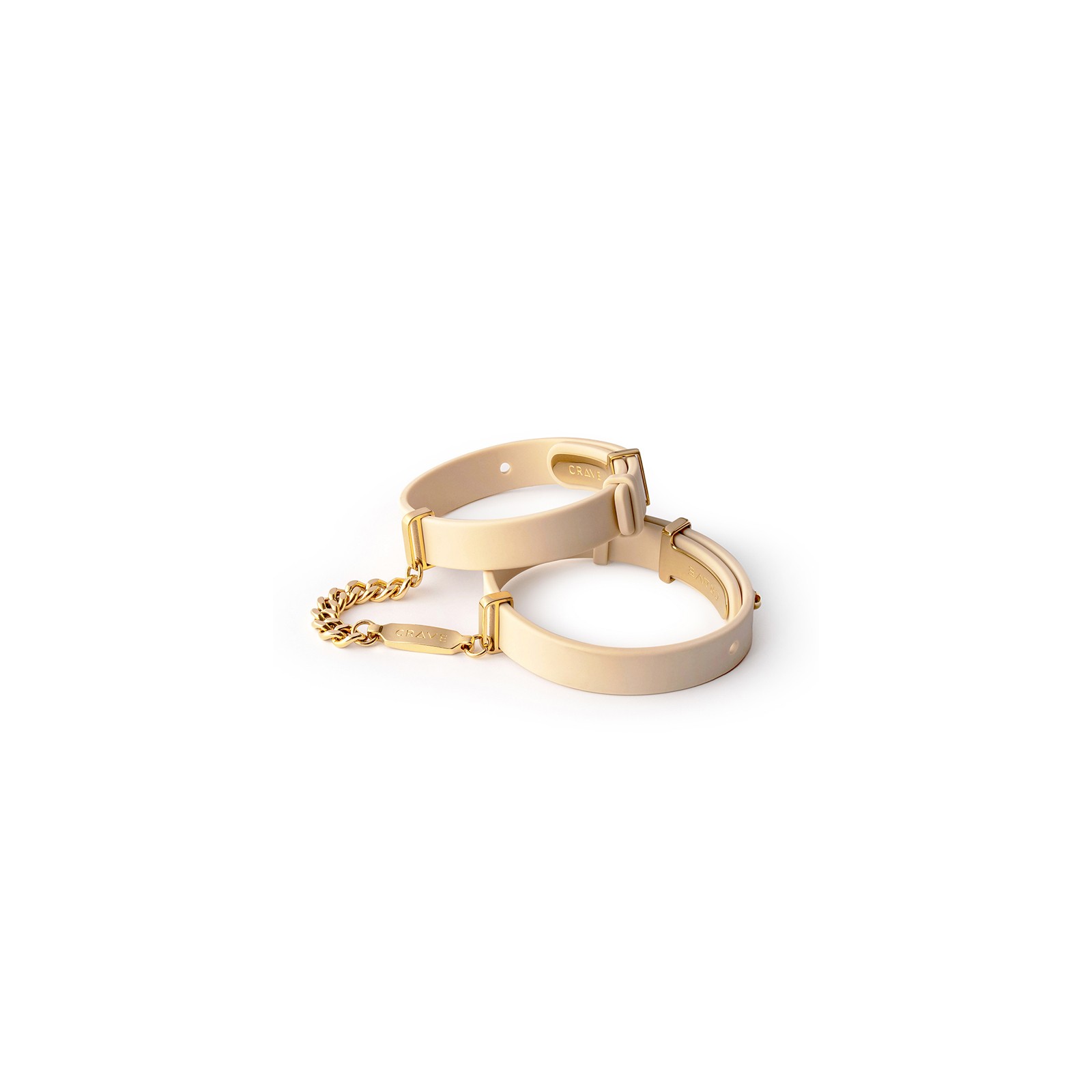 Crave ID Cuffs in Beige with Gold