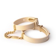 Crave ID Cuffs in Beige with Gold