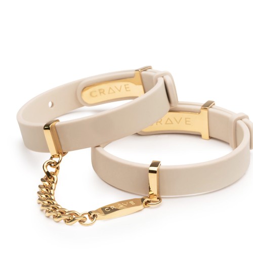 Crave ID Cuffs in Beige with Gold