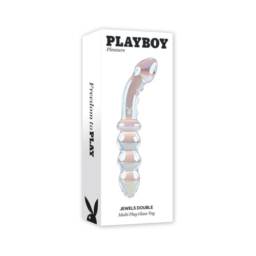 Dildo de Cristal Doble Playboy Jewels - Placer Lujoso