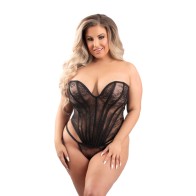 Floral Lace Sweetheart Corset with G-String 2XL