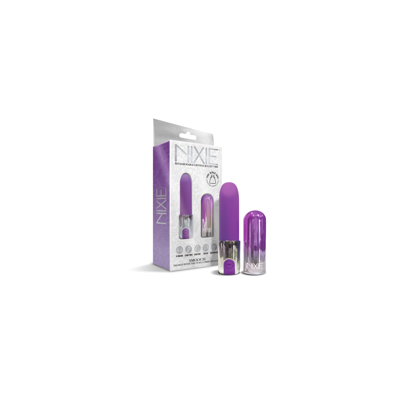 Nixie Smooch Lipstick Vibrator - Rechargeable Purple