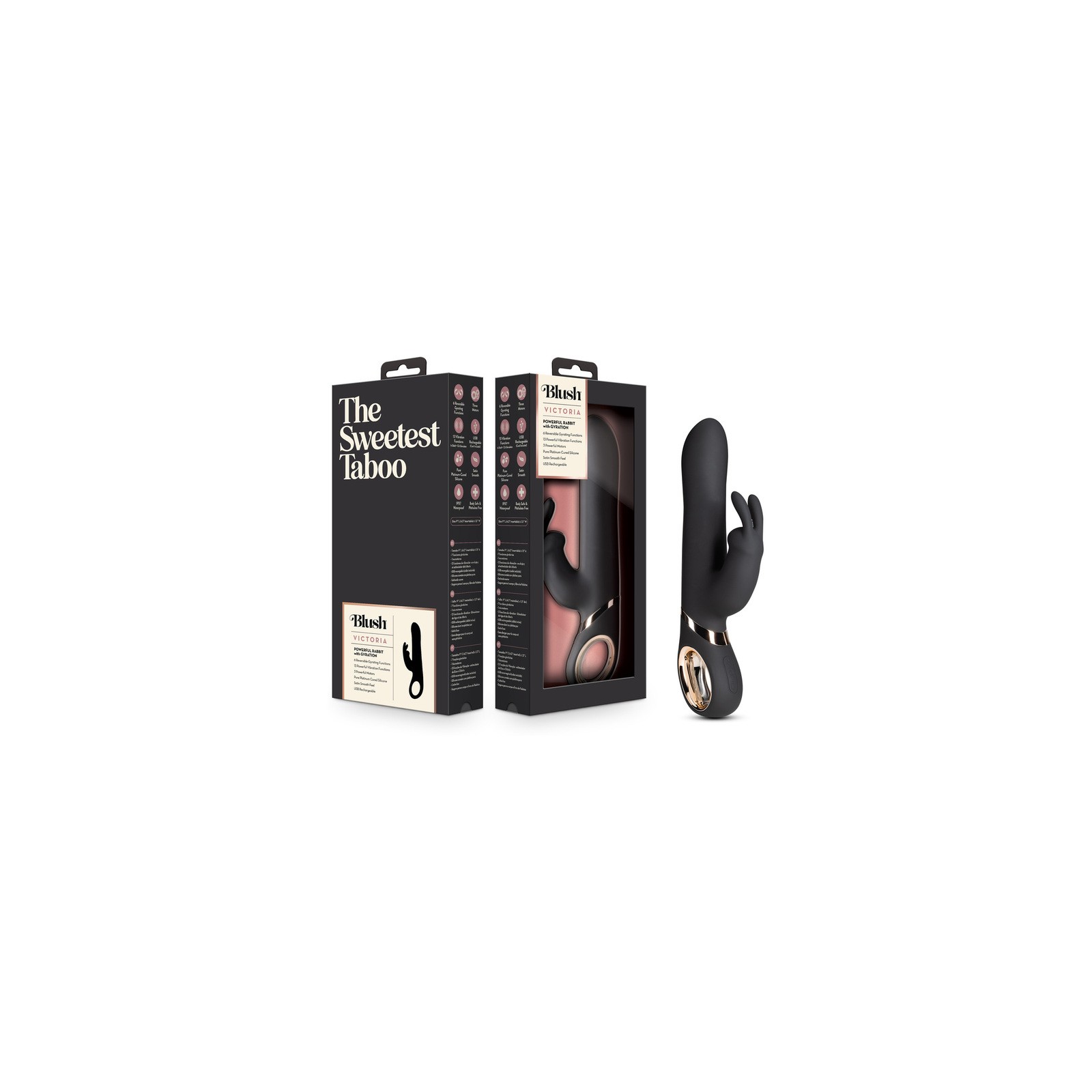 Blush Victoria Black Gyrating Rabbit Vibrator