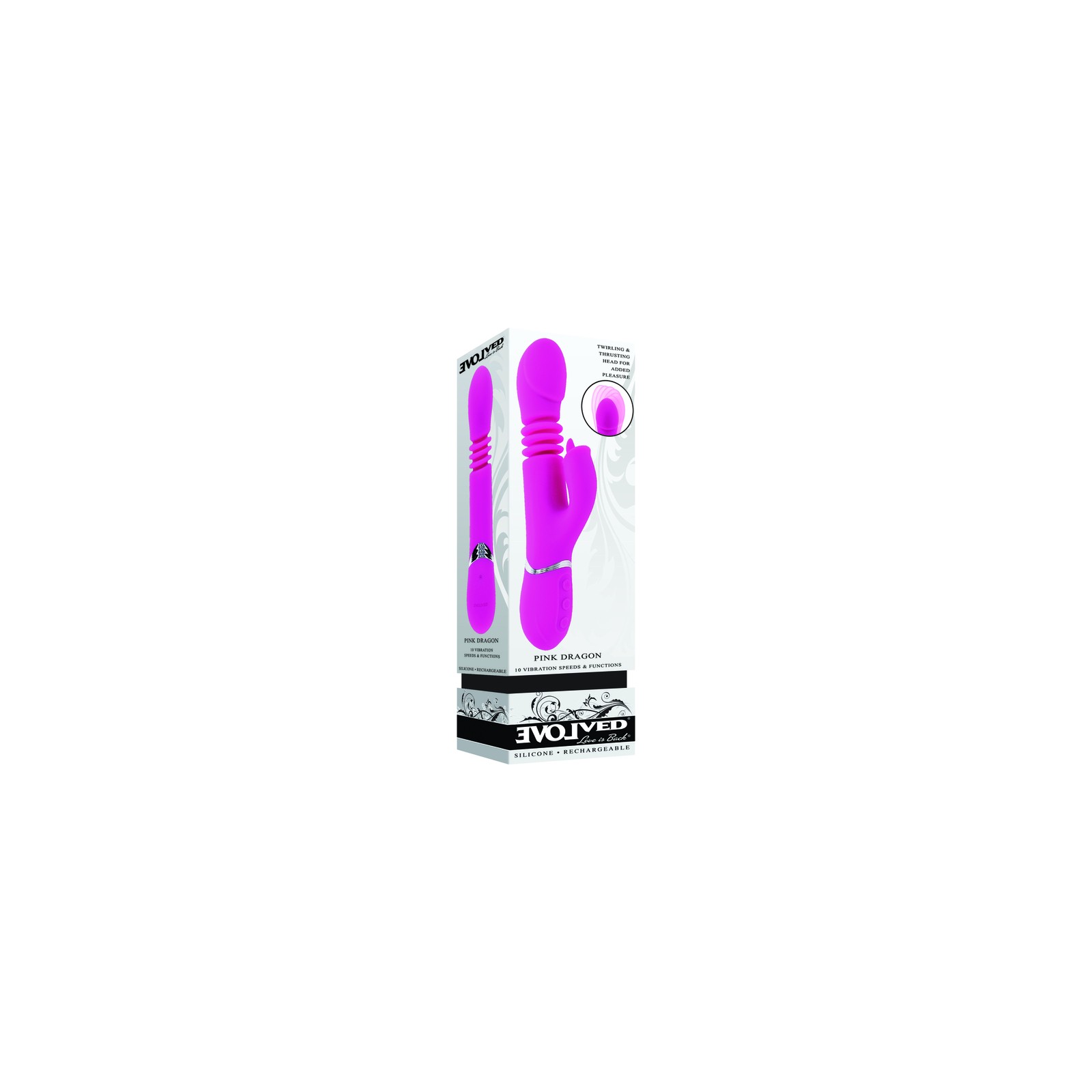 Evolved Pink Dragon Rechargeable Thrusting Dual Stimulator