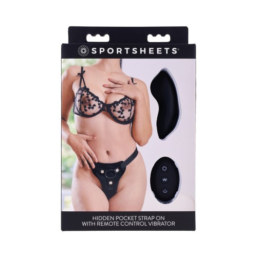 Sportsheets Strap On con Pocket Oculto y Vibrador Control Remoto