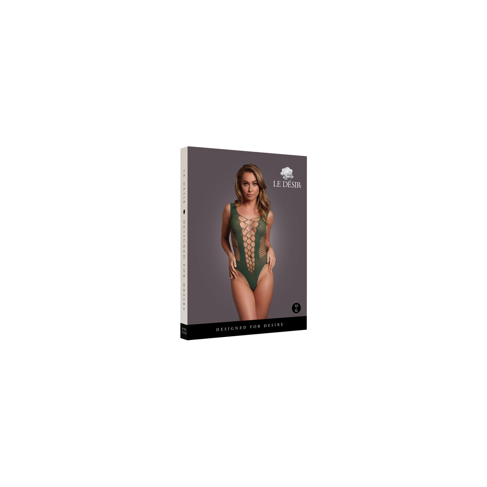 Le Desir V-Neck Teddy with Opaque Panels Midnight Green