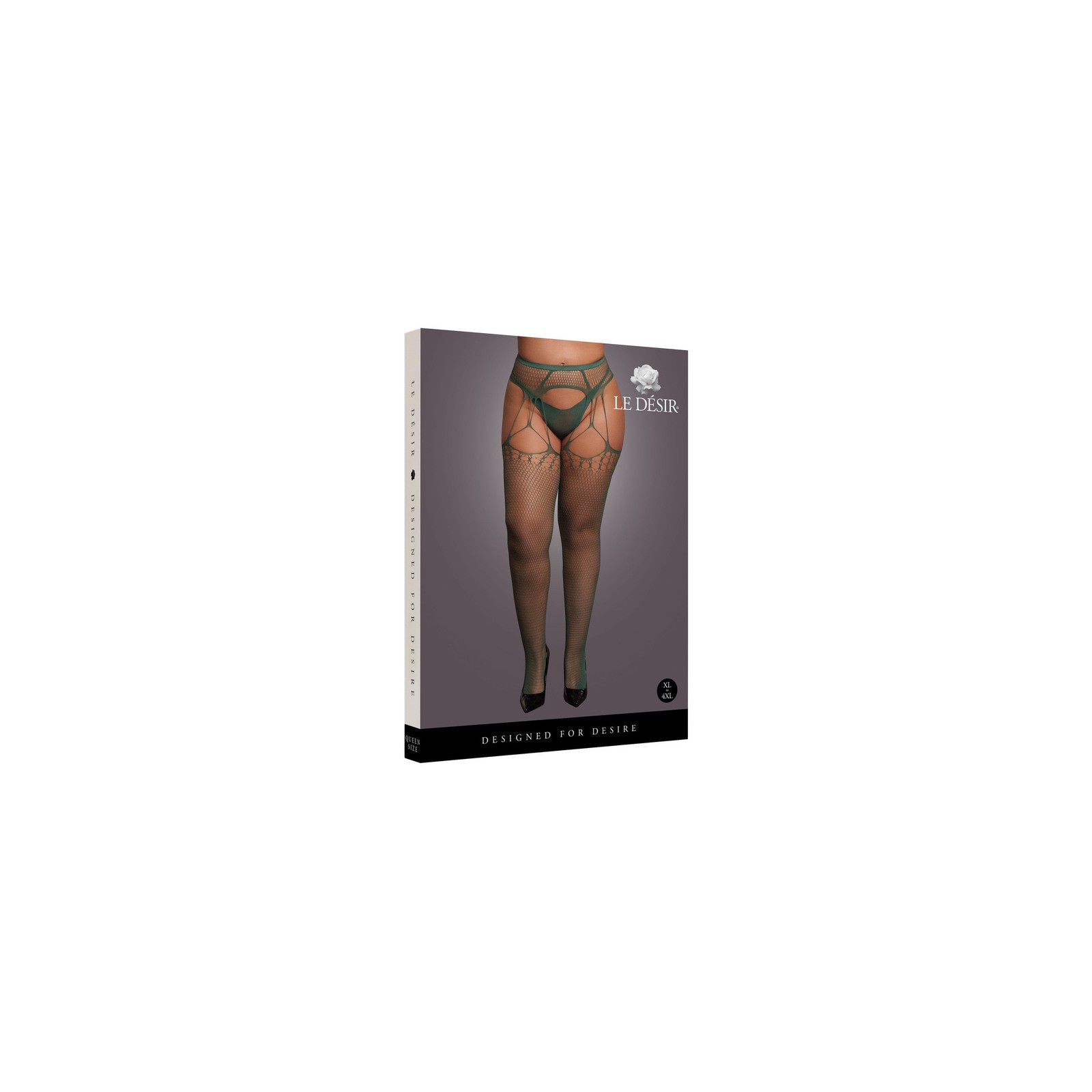 Le Desir Shredded Suspender Pantyhose Midnight Green Queen Size