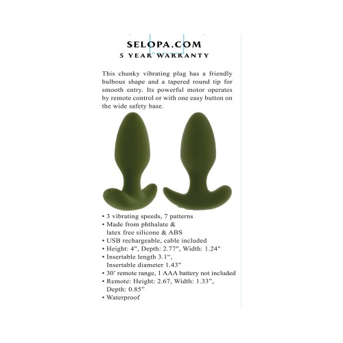 Selopa The Colonel Green Vibrating Plug