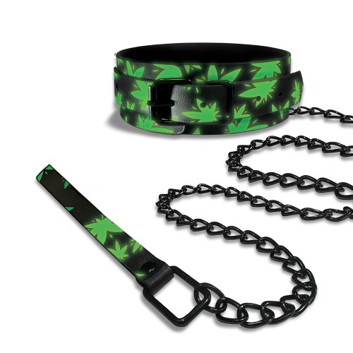 Collar y Correa Brillantes Stoner Vibes para BDSM