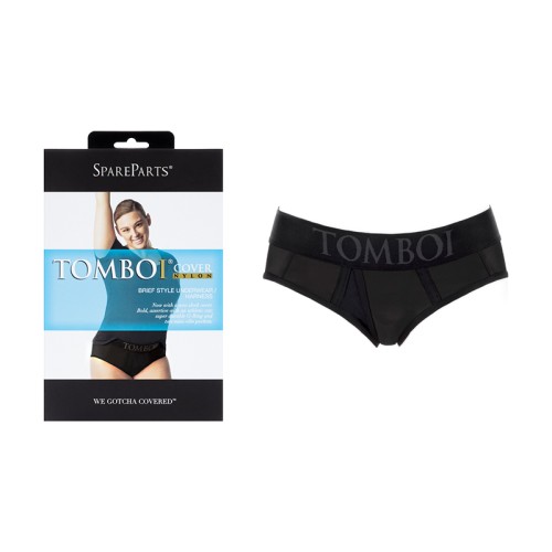 SpareParts Tomboi Cover Brief Style Underwear Harness - Black/Black - 5XL