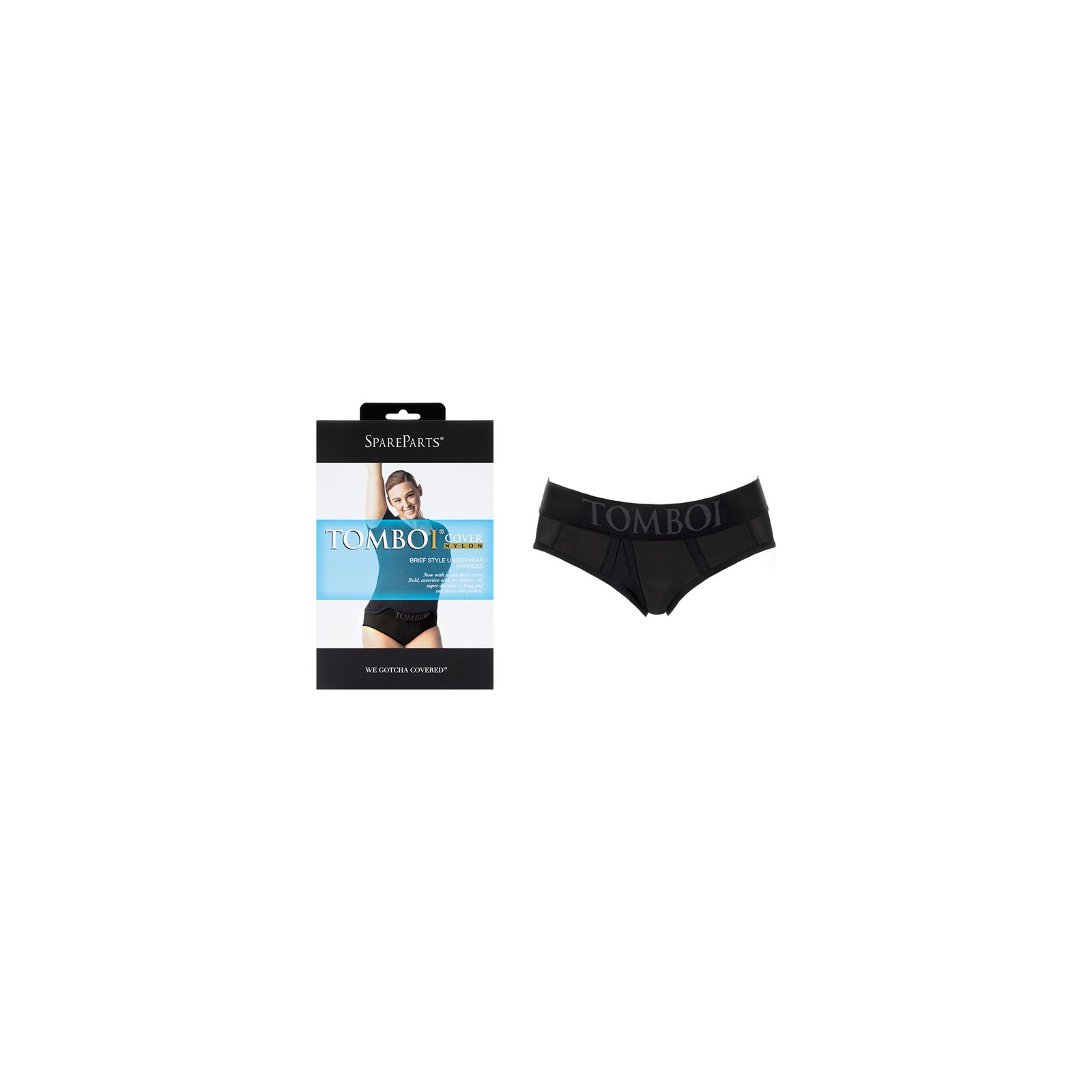 Arnés de Ropa Interior de Estilo Brief Tomboi de SpareParts - Negro/Negro - 5XL