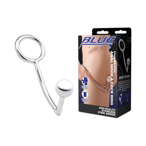 Blue Line Stainless Steel Anal Hook and Cock Ring