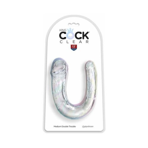 King Cock Clear Medium Double Trouble Dildo for Couples