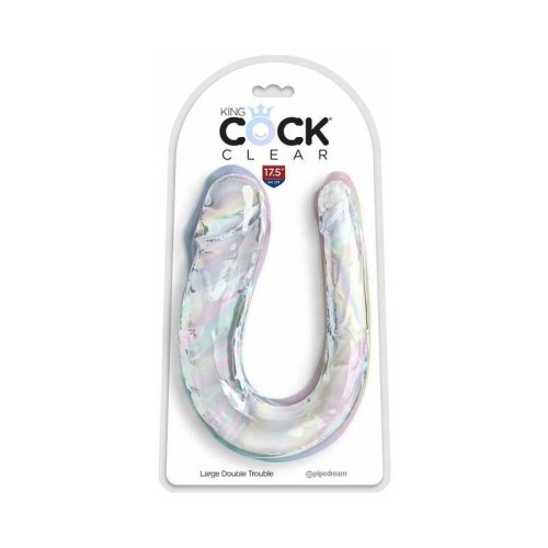 King Cock Clear Large Double Trouble - Realistic Double Dildo