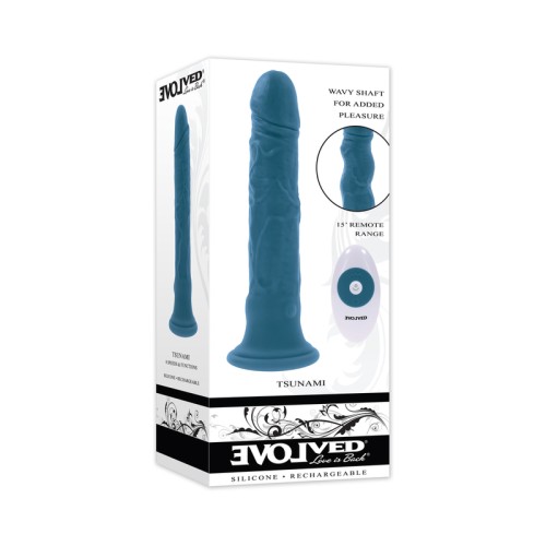 Dildo Vibrador Recargable Evolved Tsunami Silicona Verde Azulado