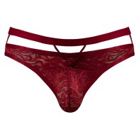 Male Power Lucifer Cut Out Strappy Thong Burgundy