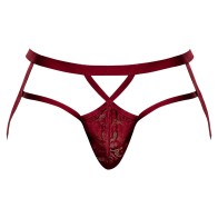 Male Power Lucifer Strappy Jock Burgundy L XL