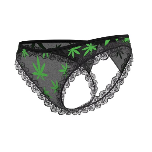 Magic Silk Hazy Dayz Crotchless Panty Pot Leaf S/M - Temptation Awaits