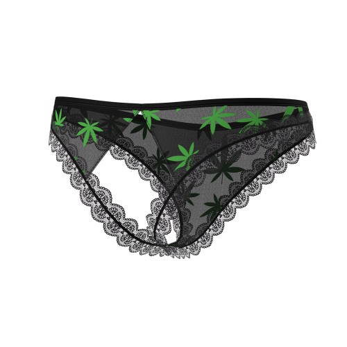 Magic Silk Hazy Dayz Crotchless Panty Pot Leaf S/M - Temptation Awaits