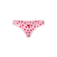 Magic Silk Crotchless Thong with Lube - Strawberry S/M